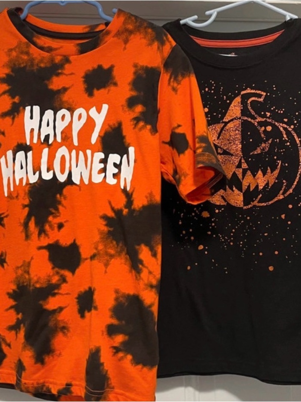 Kids Orange & Black Tie-Dye Halloween T-Shirt - Happy Halloween